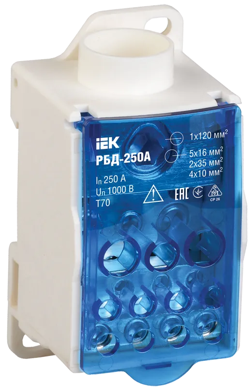 Блок распределительный РБД-250А на DIN-рейку IEK