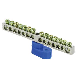 Шина "0" N (6x9мм) 14 отв. цинк синий угловой изолятор EKF sn1-63-14-1