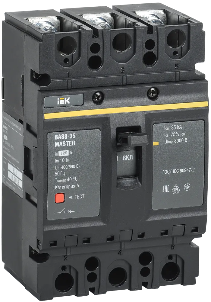 Выключатель автоматический ВА88-35 3Р 125А 35кА MASTER IEK