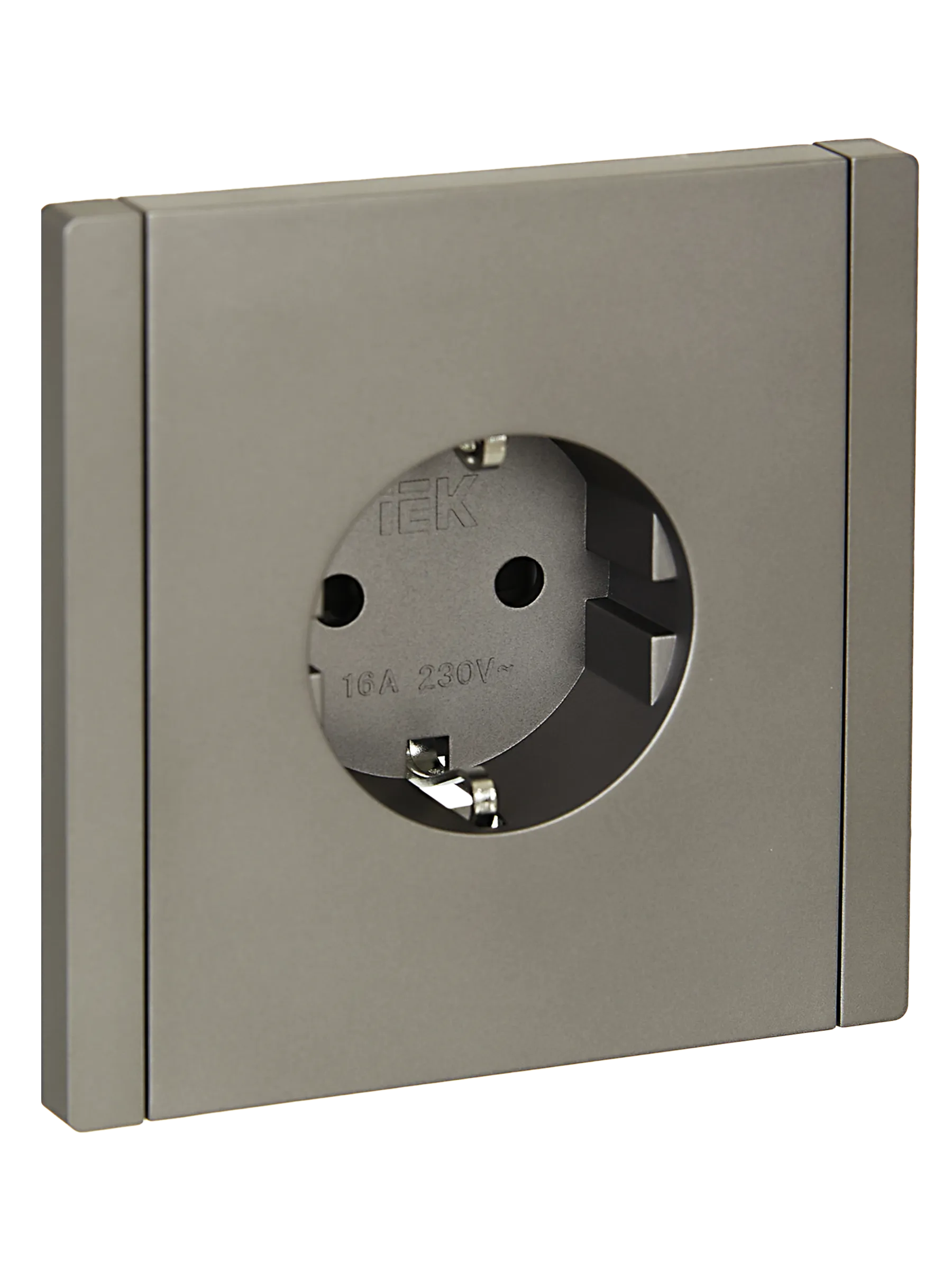 FORTE&PIANO Розетка 1-местная с заземлением с защитными шторками безвинтовое крепление 16А FP513 сталь IEK FP-R14-16-1-K46