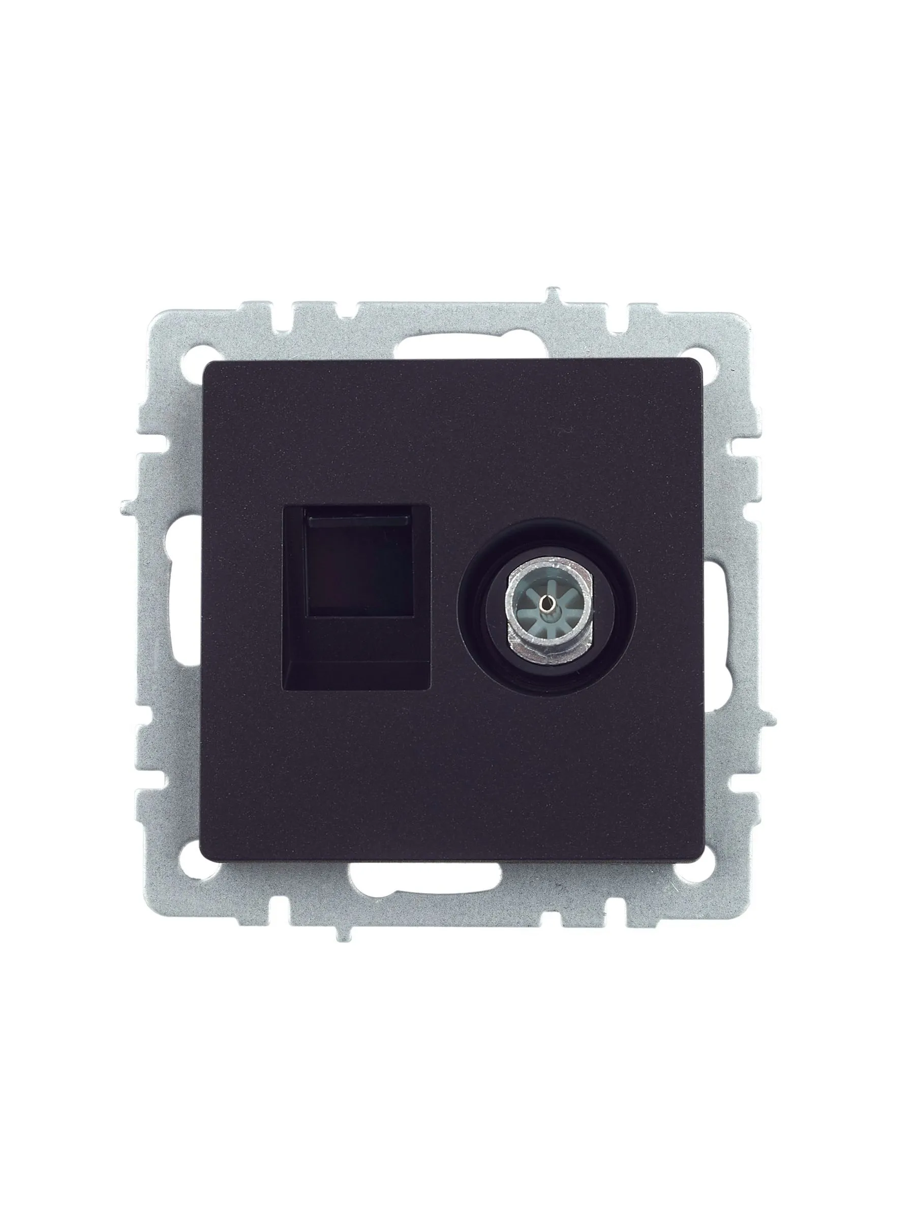 BRITE Розетка двойная TV+RJ45 кат.5E РТВ/РК12-БрЧ черный IEK - Фото 2