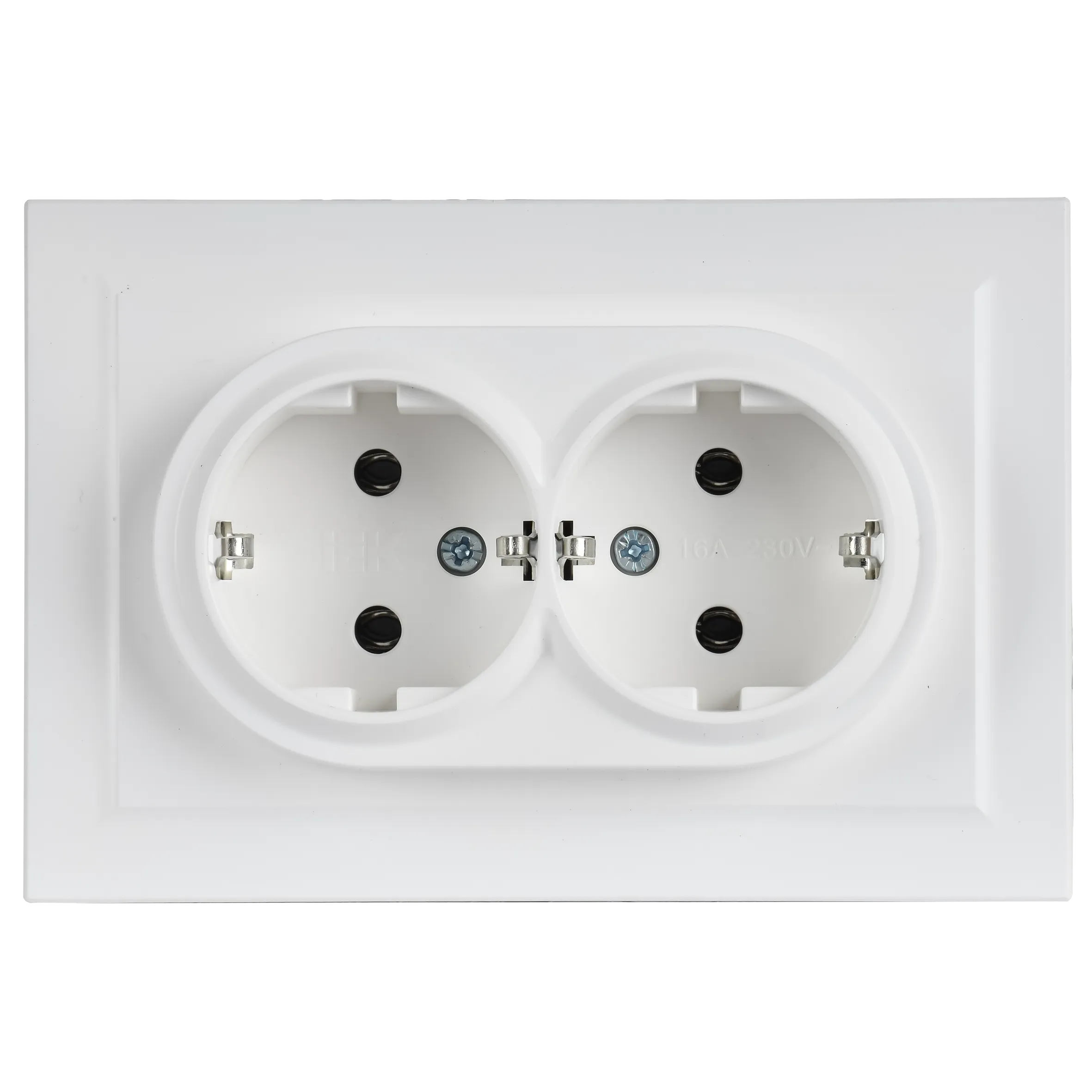 BRITE Розетка 2-местная с заземлением без защитных шторок 16А в сборе РС12-3-БрАБ арктический белый IEK - Фото 4