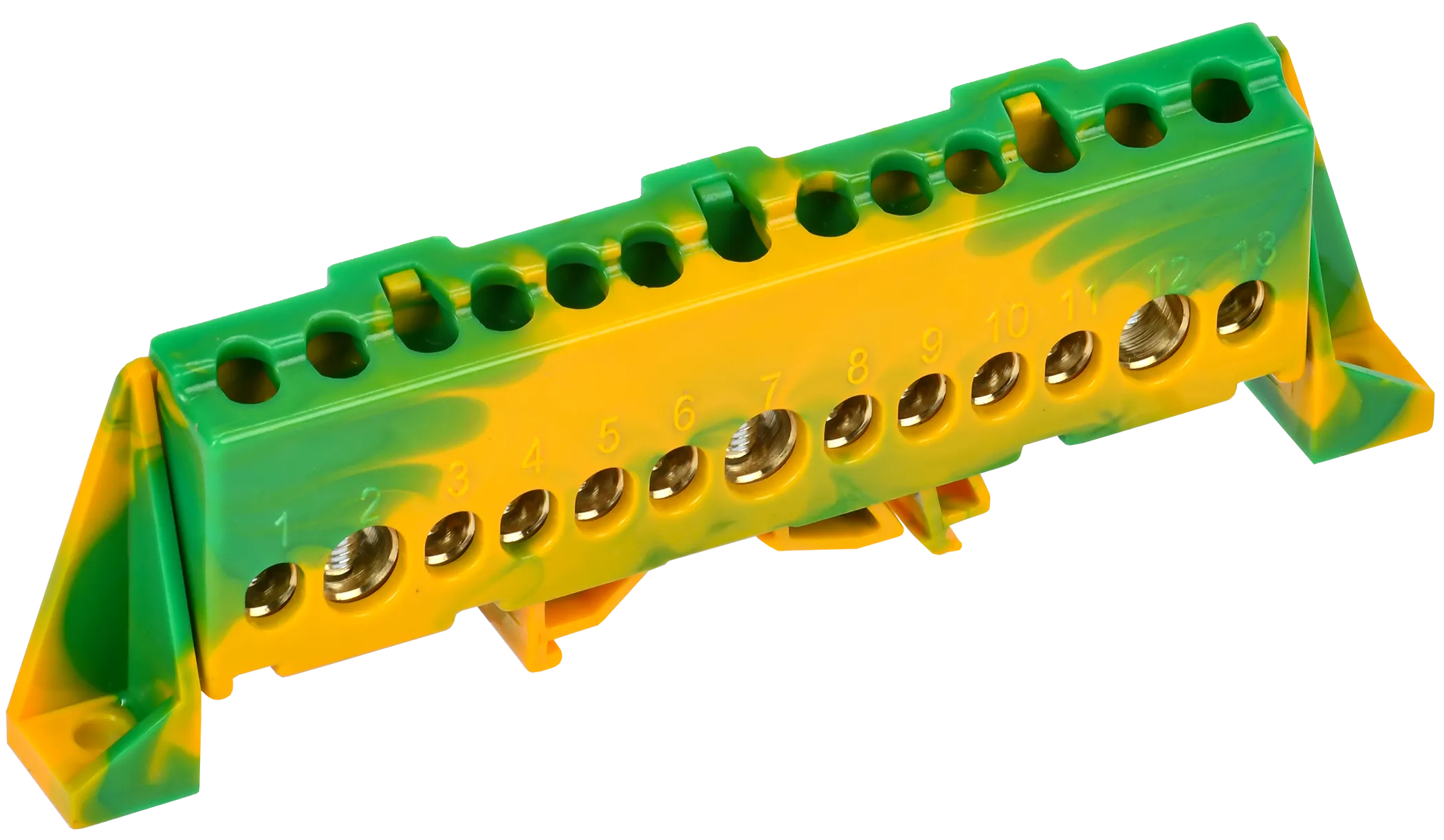 TEKFOR Шина PE "земля" в комбинированном DIN-изоляторе "Стойка" 8х12-13-ЖЗ IEK