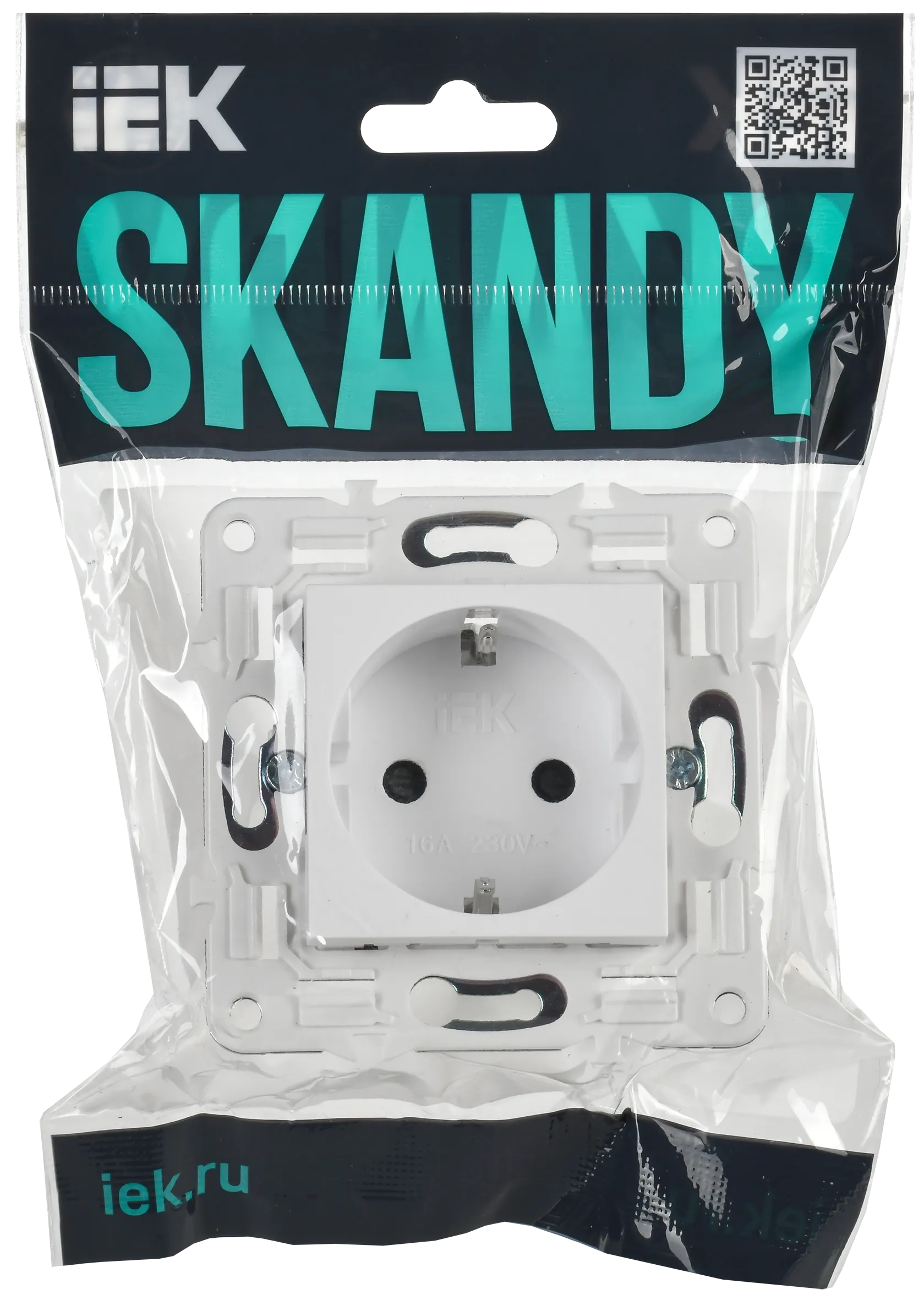 SKANDY Розетка с заземлением без защитных шторок 16А SK-R05W арктический белый IEK - Фото 2