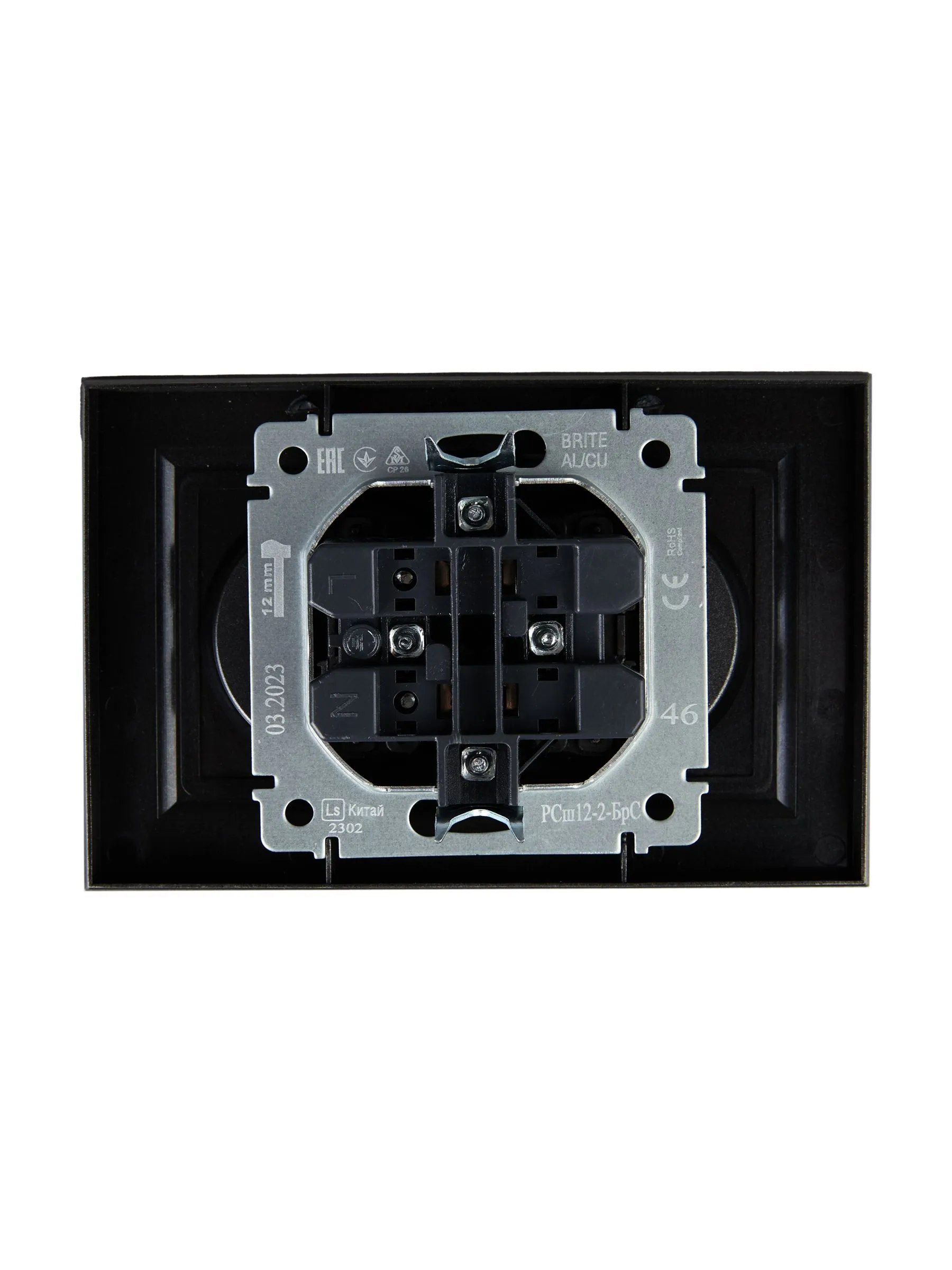 BRITE Розетка 2-местная без заземления с защитными шторками 10А в сборе РСш12-2-БрС сталь IEK - Фото 7