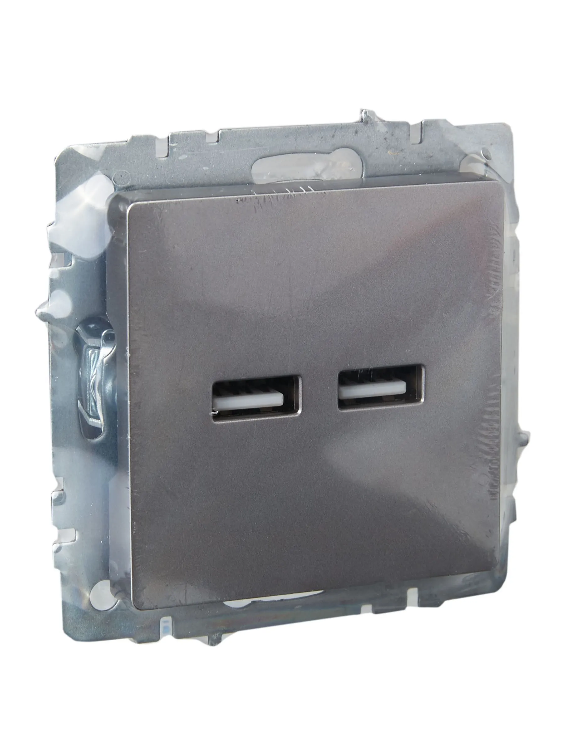 BRITE Розетка USB A+A 5В 3,1А РЮ10-1-БрС сталь IEK - Фото 3