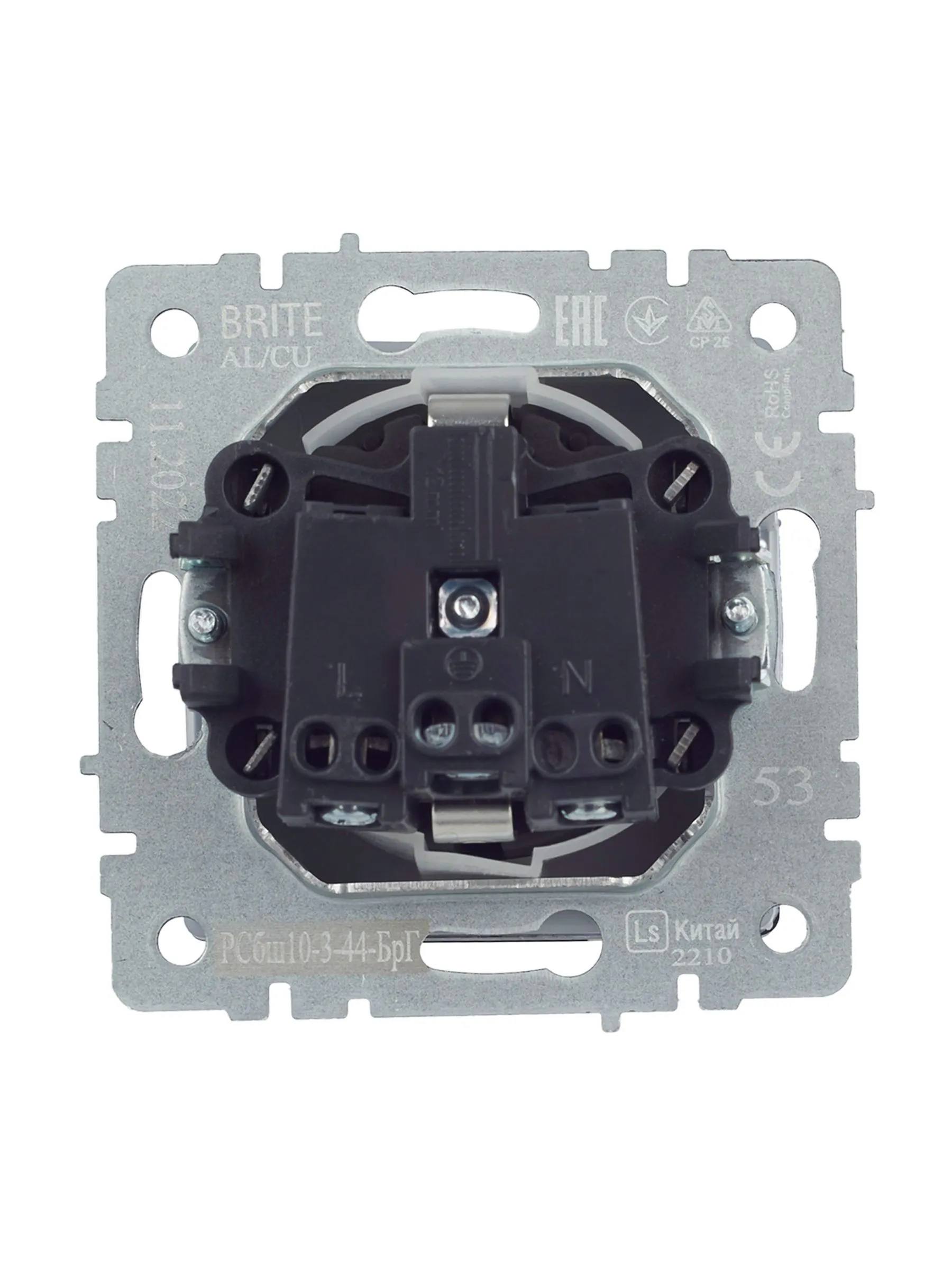 BRITE Розетка 1-местная с заземлением с защитными шторками и крышкой 16А IP44 РСбш10-3-44-БрГ графит IEK - Фото 3