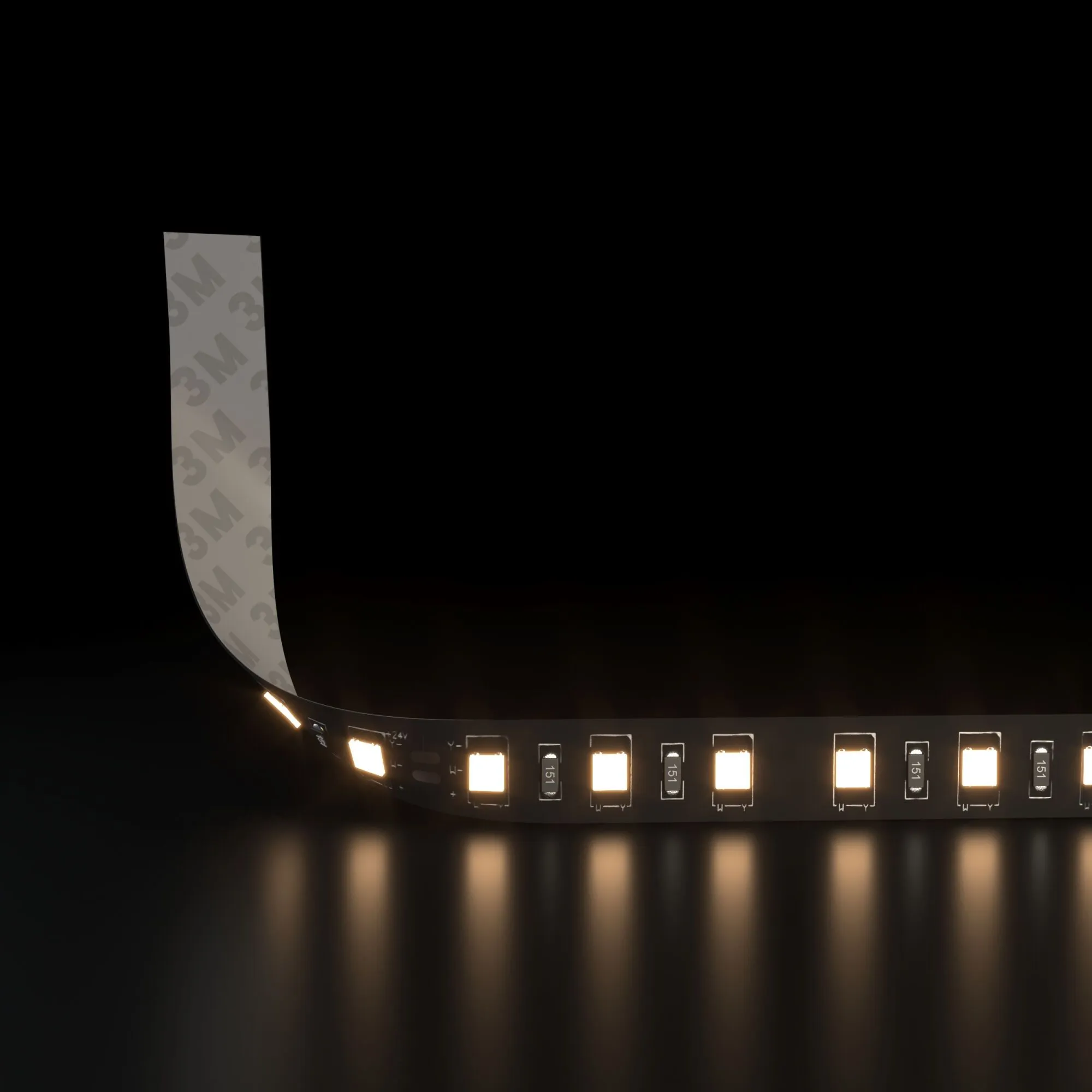 Лента светодиодная 120Led 9,6W IP20 3300K тёплый белый (2835 24V 120Led 9,6W IP20 Black) 2835 24V 12 - Фото 2