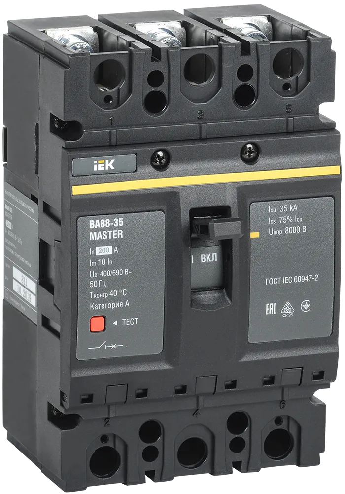 Выключатель автоматический ВА88-35 3Р 200А 35кА MASTER IEK