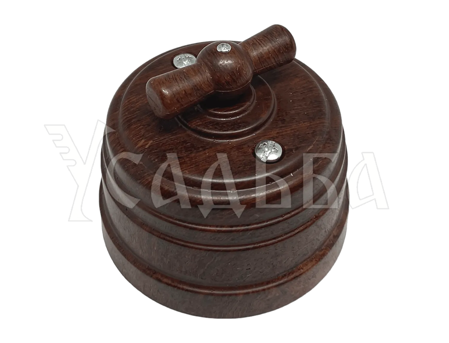 Выключатель пластиковый поворотный на четыре положения (2-х клавишный), IP 20, цвет - орех, серия УСАДЬБА, ТМ МЕЗОНИНЪ GE30401-14