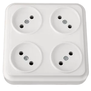 Розетка штепсельная четырехместная для открытой установки квадратная РА16-0191 11282BY