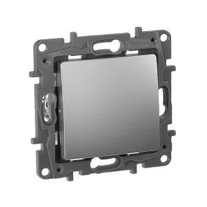 ETIKA Переключатель 1-клавишный перекрестный 10АХ схема 7 алюминий 672409