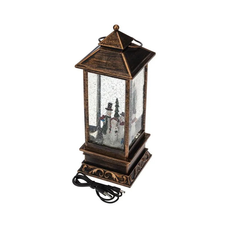 Декоративный фонарь с эффектом снегопада и подсветкой Новый год 501-161