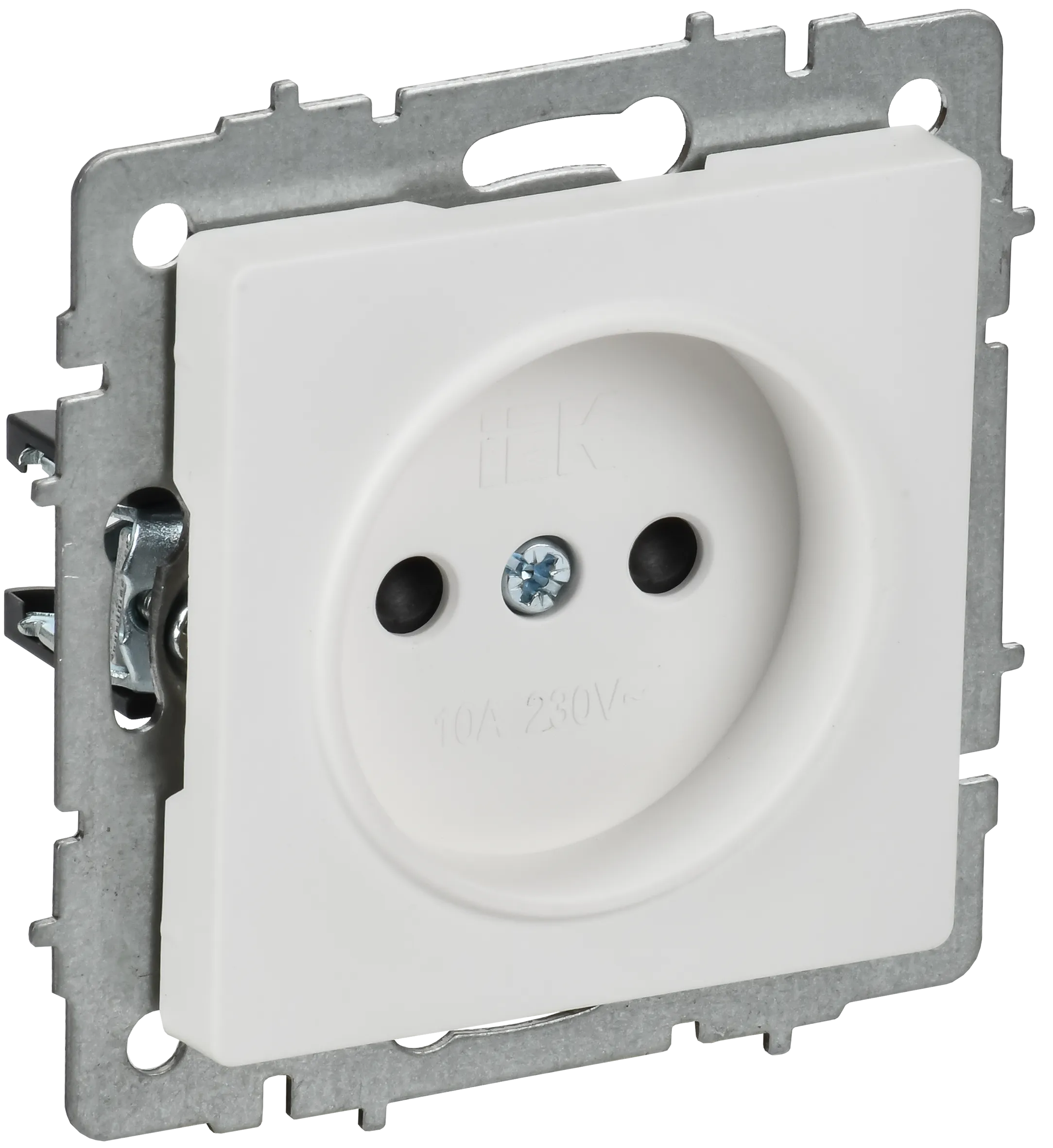 BRITE Розетка 1-местная без заземления с защитными шторками 10А РСш10-2-БрАБ арктический белый IEK BR-R13-10-K91