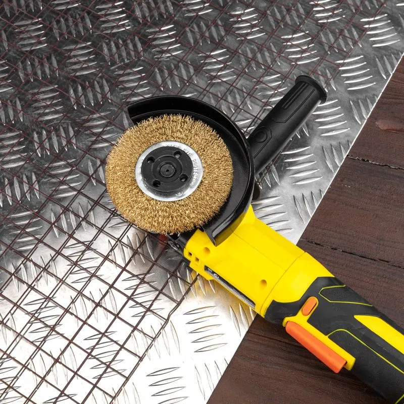 Щетка дисковая для УШМ, витая латунированная проволока, 100мм, отв. 22,23мм KRANZ - Фото 4