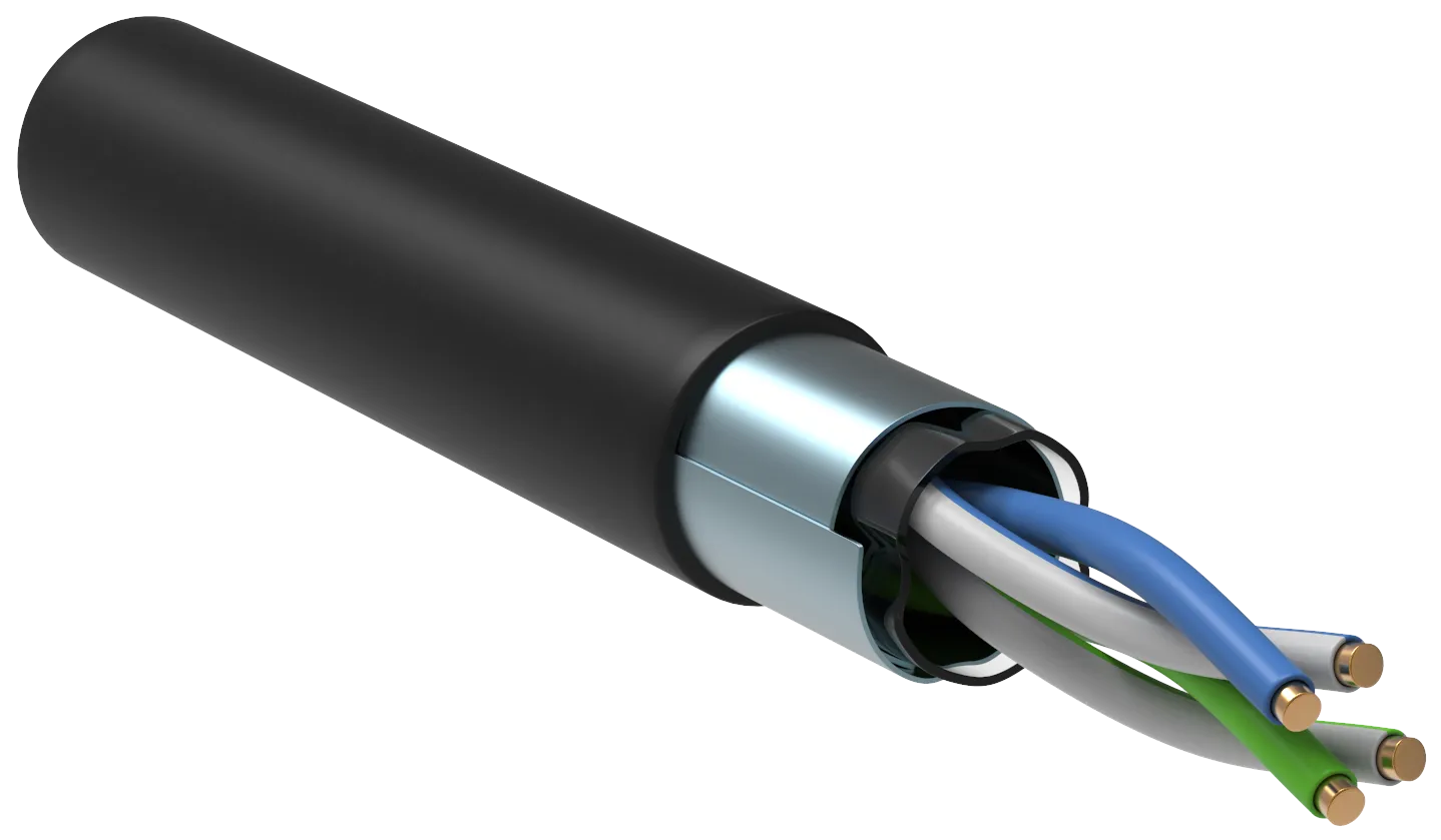 ITK Витая пара F/UTP кат.5E 2х2х24AWG solid LDPE черный (500м) LC3-C5E02-339