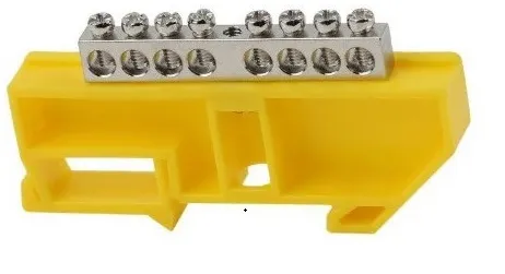 Шина PE "земля" на DIN-изоляторе ЖЕЛТЫЙ 6х9-8 DEKRON AN0803-0014