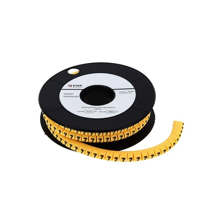 Маркер кабельный 6,0 мм2 "4" (350 шт.) (ЕС-3) EKF plc-KM-6-4