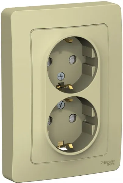 Розетка 2-м СП Blanca 16А IP20 250В с заземл. защ. шторки беж. SE BLNRS001127 - Фото 3