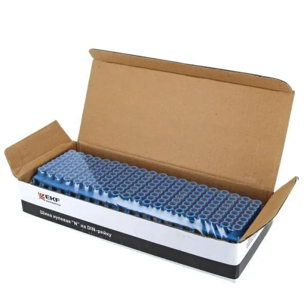 Шина "0" N (6x9мм) 10 отв. латунь синий нейл. корп. комбинир. EKF