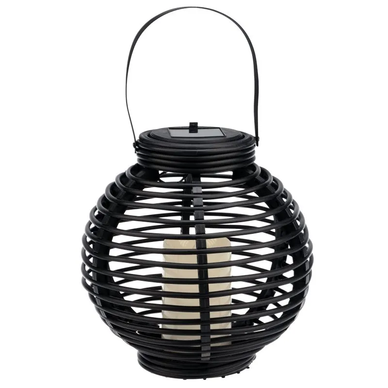 Декоративный фонарь на солнечной батарее 20х20х22 см, черный плетеный корпус, теплый белый цвет свечения NEON-NIGHT - Фото 3