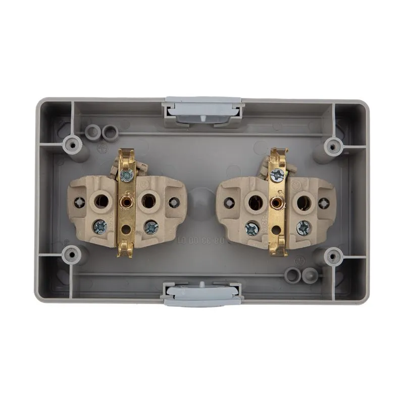 Блок горизонтальный 2 розетки (керамика) INDUSTRIAL IP54 с/з, о/у, серый KRANZ - Фото 5