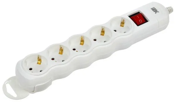 Розетка переносная разборная с выключателем РПр05В 5 мест IEK WYP10-D-KP-16-05-ZKS-K01