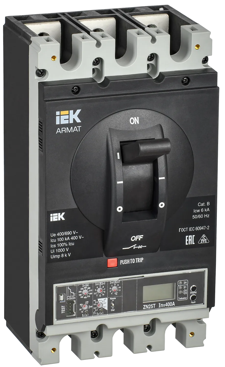ARMAT Автоматический выключатель в литом корпусе 3P типоразмер H 100кА 400А расцепитель электронный продвинутый IEK