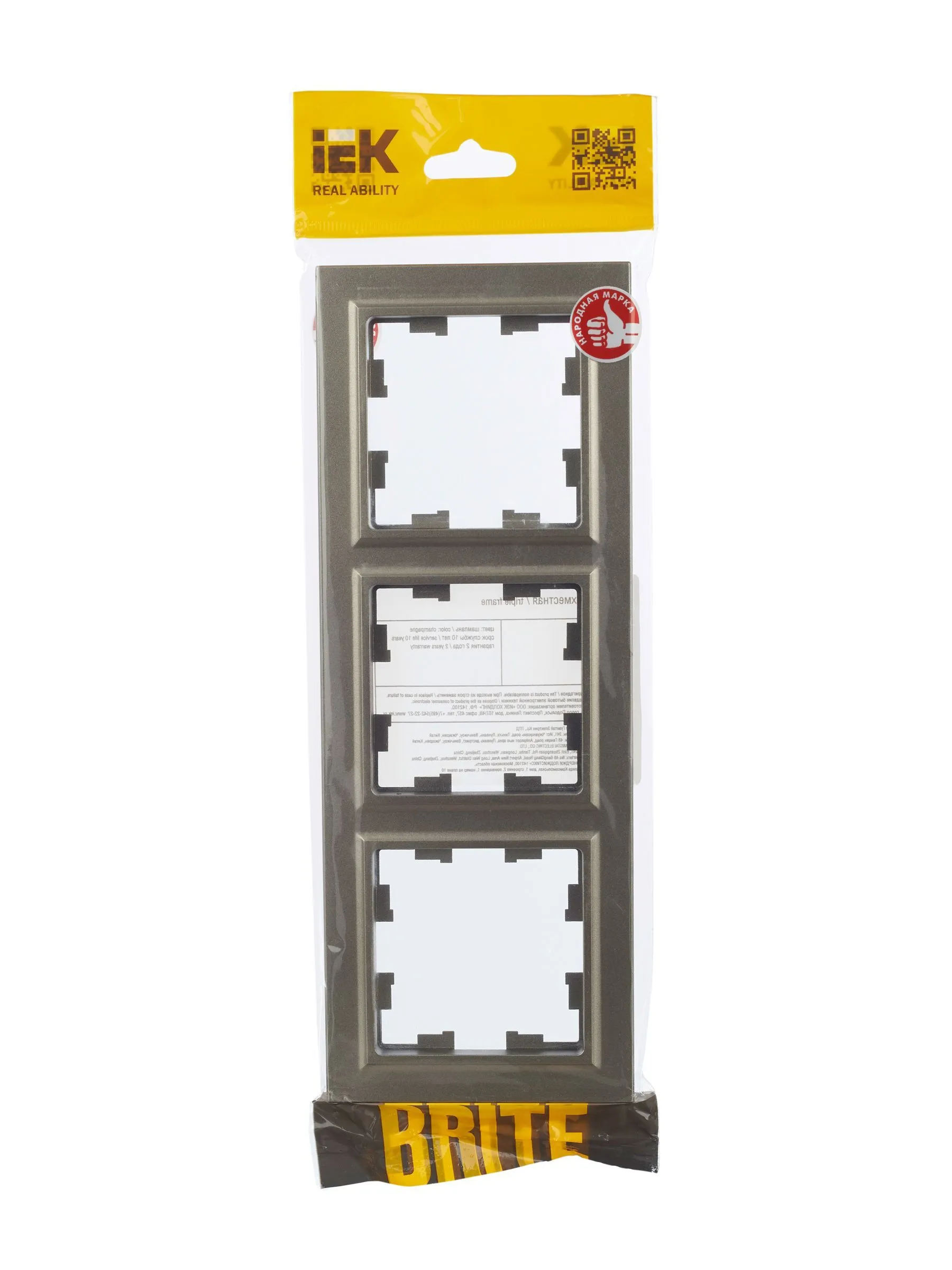 BRITE Рамка 3-местная РУ-3-БрШ шампань IEK - Фото 6