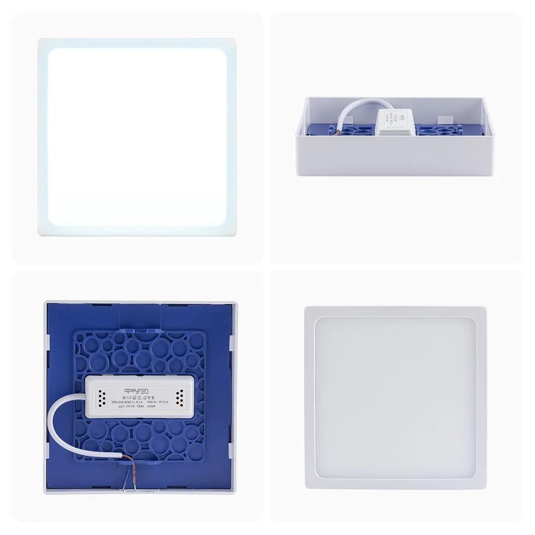 Панель светодиодная накладная квадратная 12Вт, 960Лм, 120х120мм, 6500К, Apeyron - Фото 12