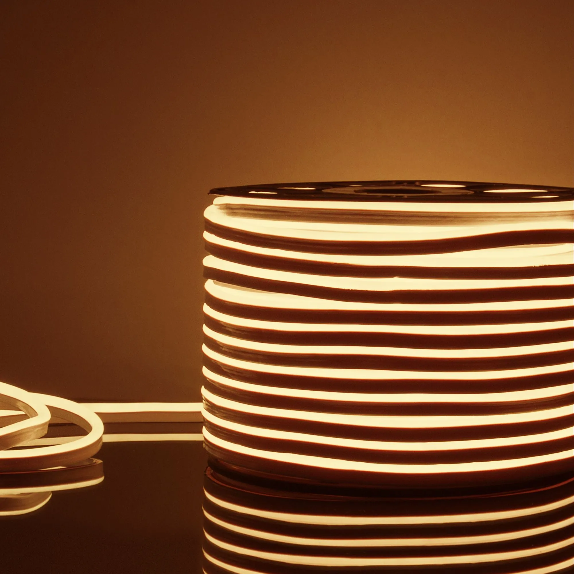 Гибкий неон светодиодный 220V 9,6W 120Led 2835 IP67 односторонний теплый белый, 50 м Elektrostandard