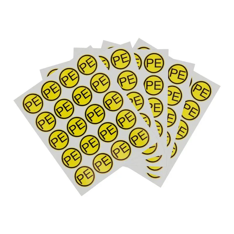 Наклейка знак электробезопасности «PE»,  диаметр 20мм (20 шт. на листе) REXANT 55-0004