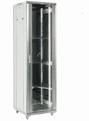 Напольный шкаф 19" 42U 600×800×2054 (ШxГxВ), дверь стекло, металлическая задняя дверь, боковые съемные стенки, RAL 7035 REXANT