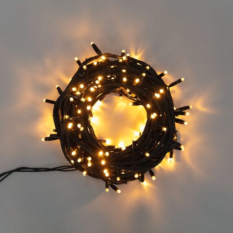 Гирлянда Нить управляемая 20м 240 LED ТЕПЛЫЙ БЕЛЫЙ черный каучук IP67 свечение с динамикой 230В не соединяется нужен контроллер 217-204 NEON-NIGHT 303-326