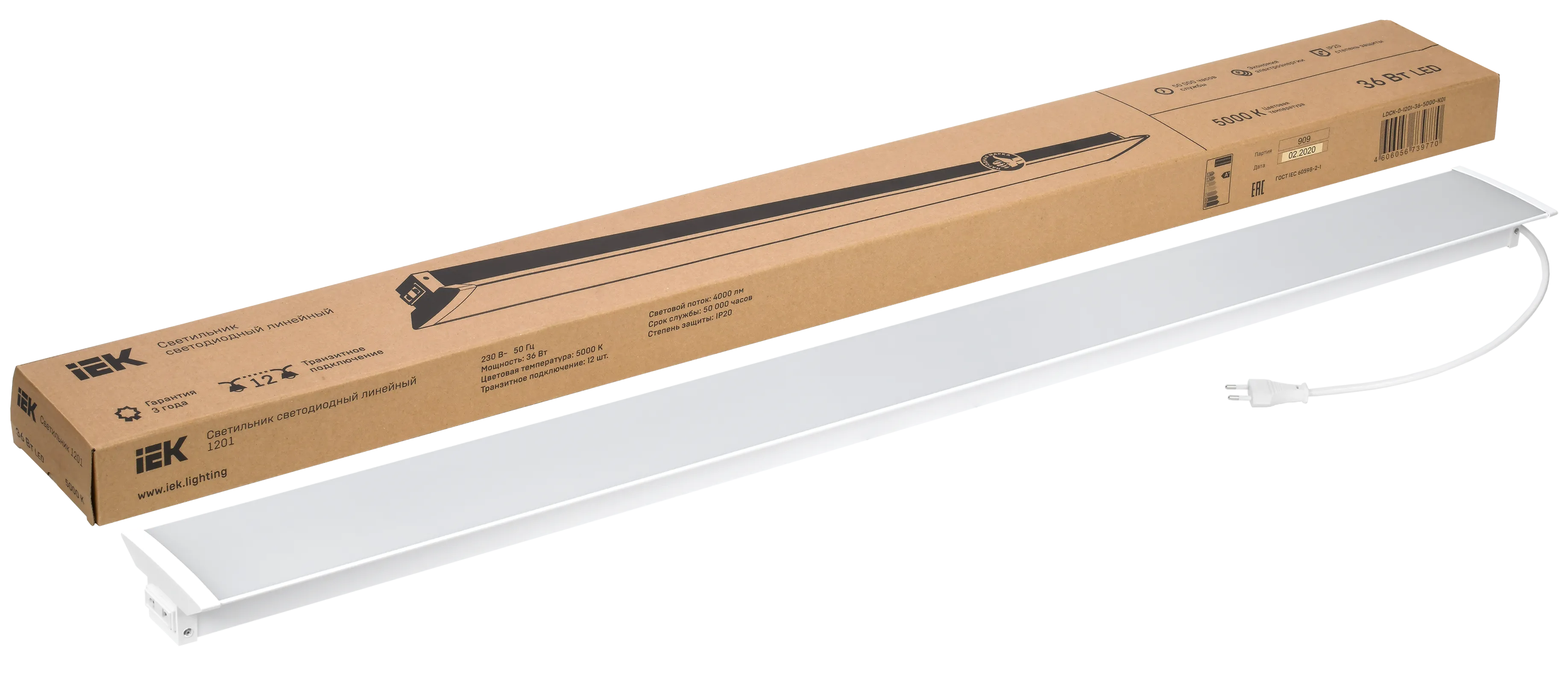 PRO Светильник светодиодный линейный 1201 36Вт 5000К 1200х107х52мм IEK - Фото 3
