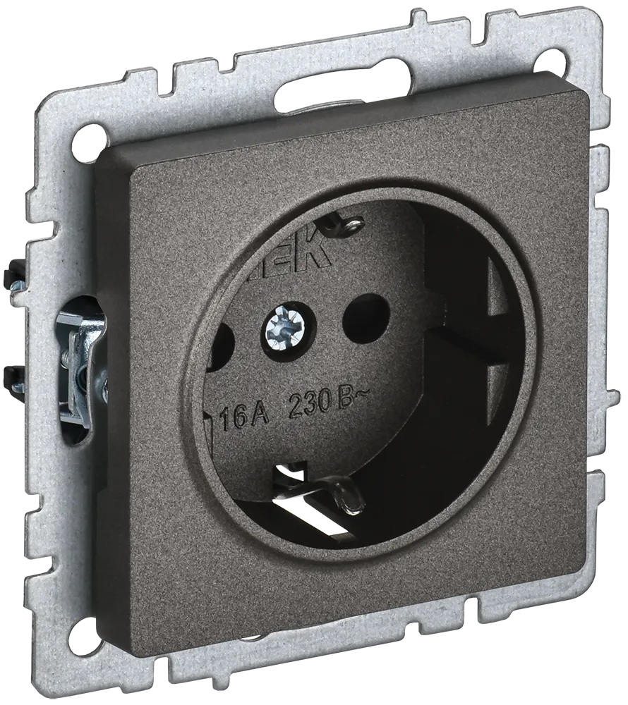 BRITE Розетка 1-местная с заземлением с защитными шторками 16А РС14-1-0-БрТБ темная бронза IEK BR-R14-16-K45