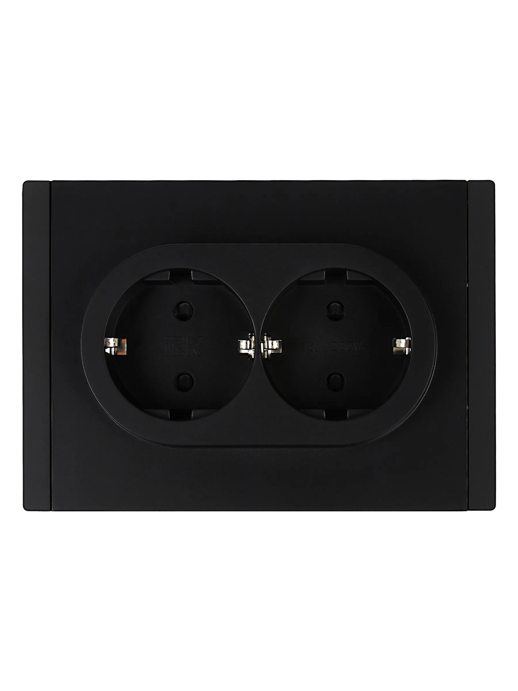 FORTE&PIANO Розетка 2-местная с заземлением с защитными шторками безвинтовое крепление 16А FP123 черный IEK - Фото 4