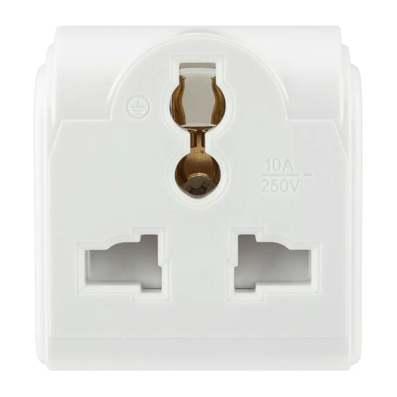 Адаптер сетевой (переходник) с универсальной на Евро вилку F/C2 «Квадрат» 10А б/з белый PROconnect (пакет БОПП 1 шт/уп.) - Фото 4