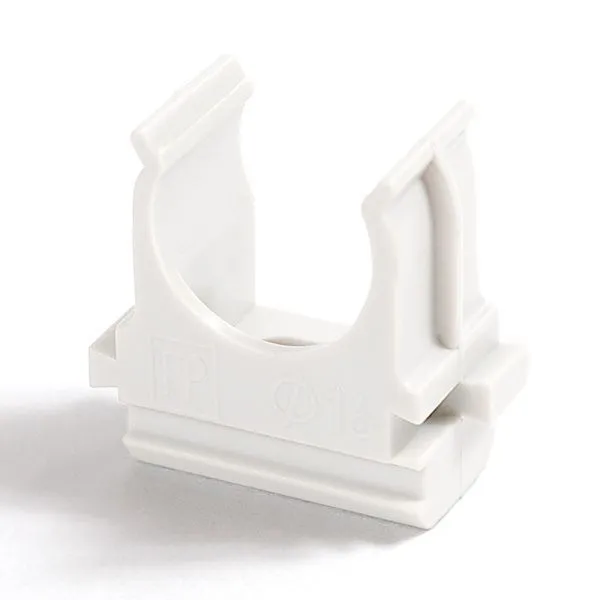 Крепёж-клипса для труб Полистирол белая d40 мм (15шт/300шт уп/кор) Промрукав