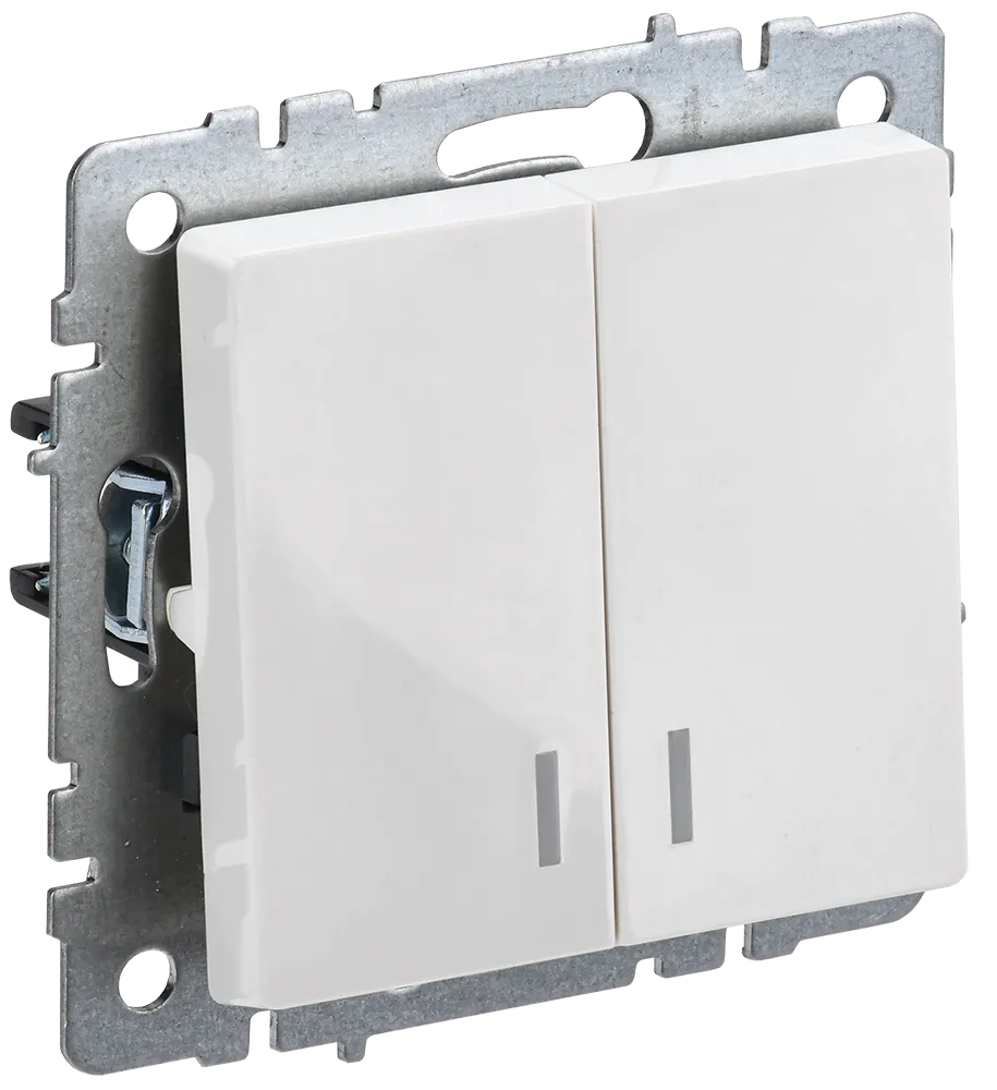 BRITE Выключатель 2-клавишный с индикацией 10А ВС10-2-1-БрБ белый IEK BR-V20-1-10-K01