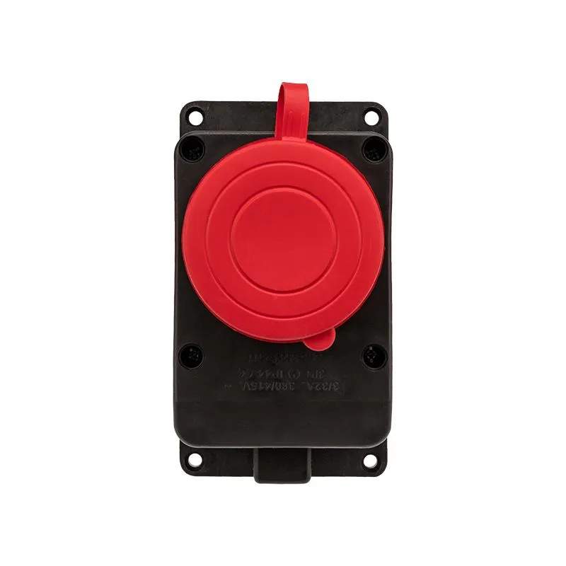 Розетка влагозащищенная настенная с крышкой 1 гнездо, 3Р+РЕ, 32А, IP44, каучук, черная REXANT - Фото 3