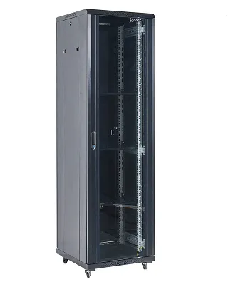 Напольный шкаф 19" 37U 600×600×1832 (ШxГxВ), дверь стекло, металлическая задняя дверь, боковые съемные стенки, RAL 9005 REXANT