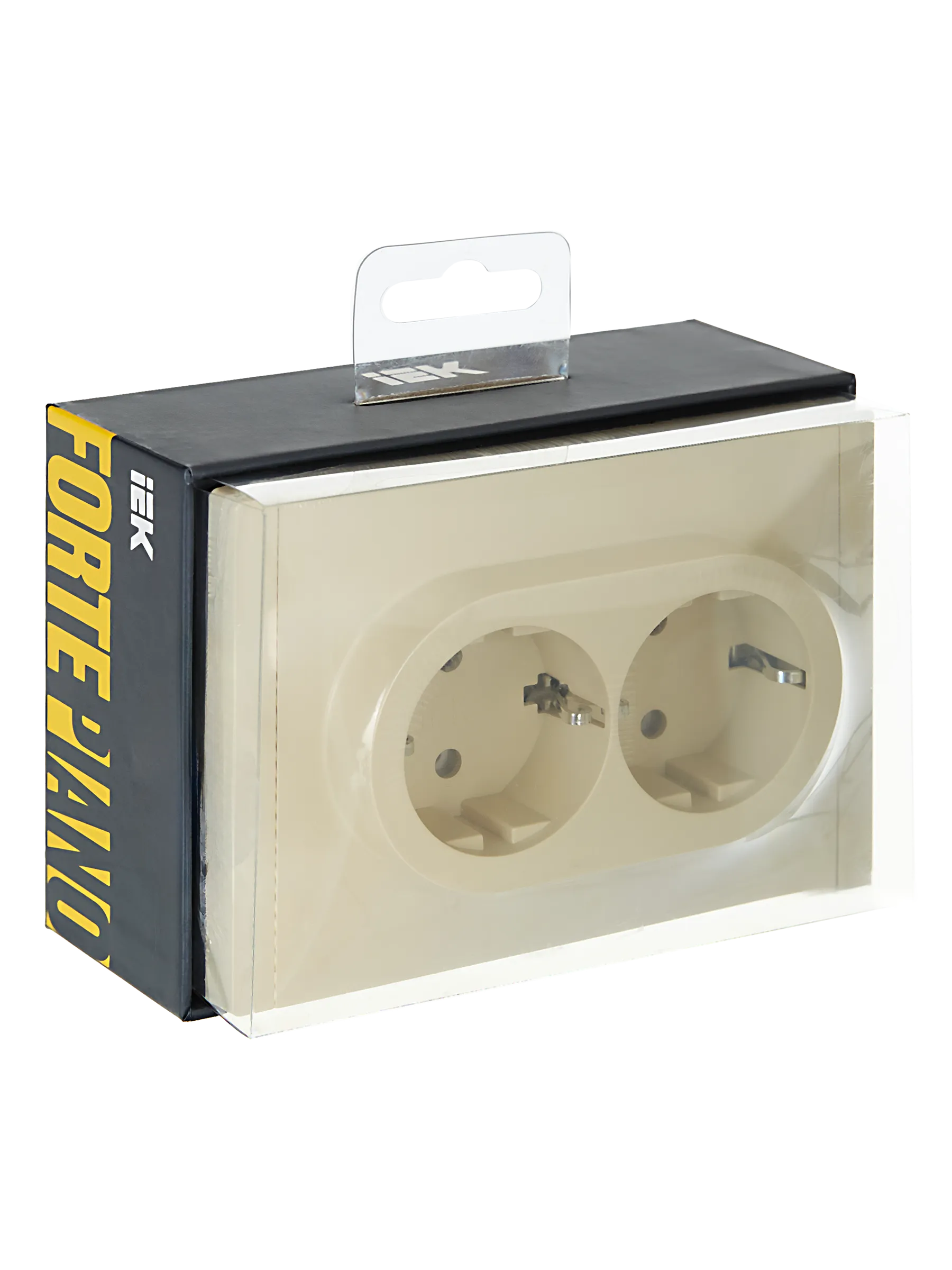 FORTE&PIANO Розетка 2-местная с заземлением без защитных шторок безвинтовое крепление 16А FP424 ваниль IEK - Фото 2