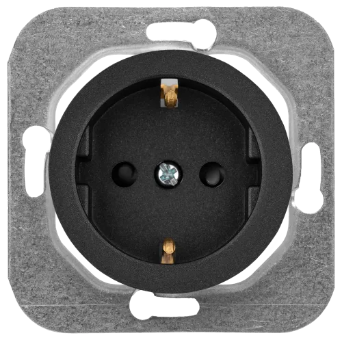 Розетка штепсельная со шторками с заземляющим контактом скрытой установки РС16-1406 графит