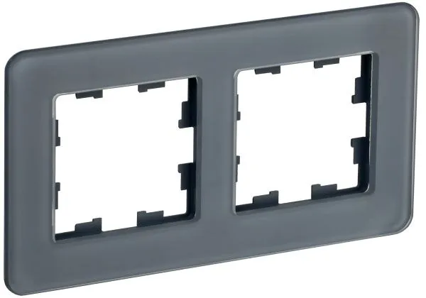 BRITE Рамка 2-местная РУ-2-2-Бр стекло графит RE IEK BR-M22-G-41-K53