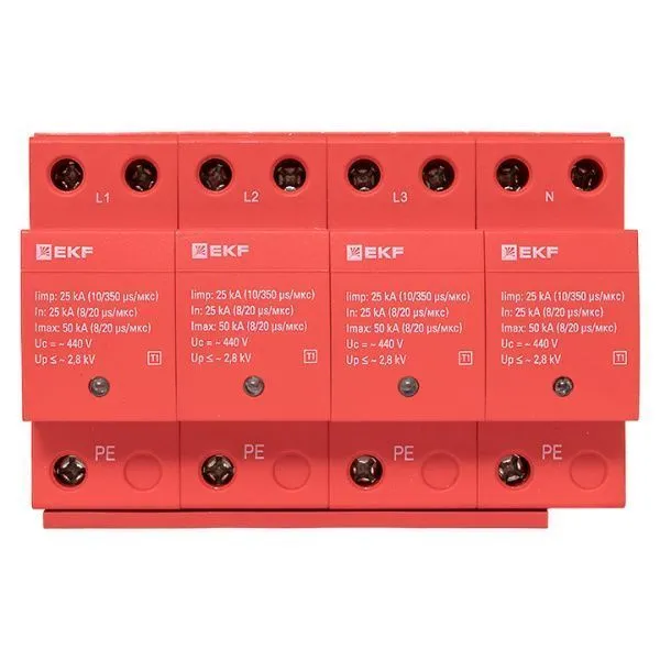 УЗИП Класс 1 Iimp 25kA (10/350μs) 4P EKF