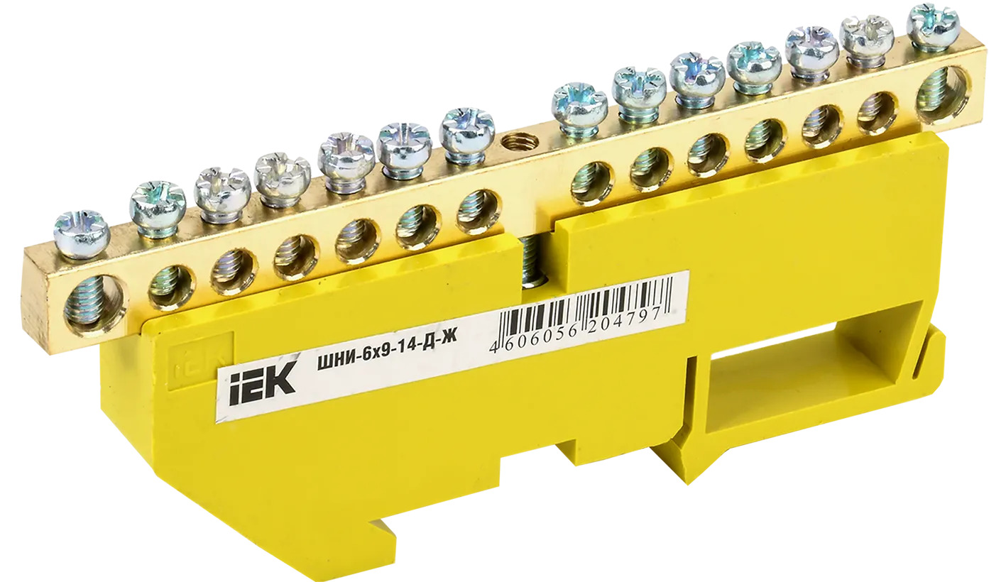 Шина PE "земля" на DIN-изол ШНИ-6х9-14-Д-Ж IEK