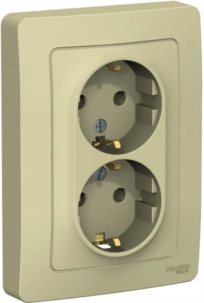 Розетка 2-м СП Blanca 16А IP20 250В с заземл. без защ. шторок беж. SE BLNRS001027 - Фото 3