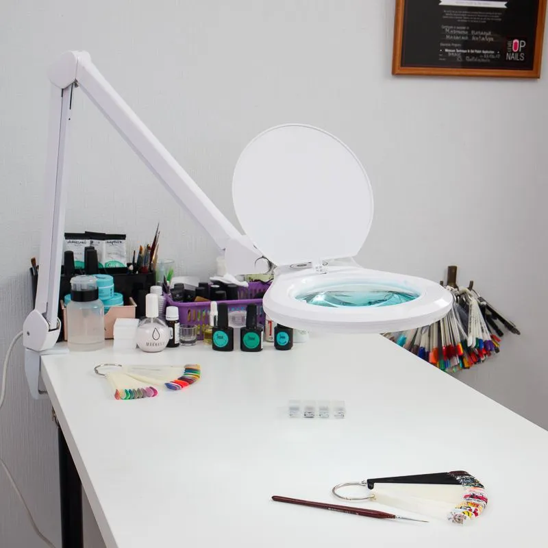 Лупа на струбцине круглая 5D с подсветкой 72 SMD, сенсорный регулятор яркости, ø152мм, белая REXANT - Фото 2