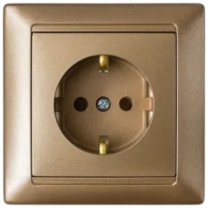 Розетка штепсельная с заземляющим контактом скрытой установки РС16-306 бронза
